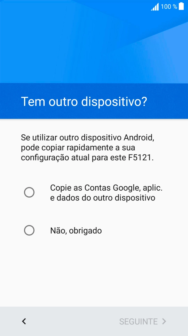 É possível transferir conteúdo de outro telefone quando o telefone for ativado antes da primeira utilização e quando o telefone tiver sido reiniciado. Quando esta imagem for mostrada no ecrã, o telefone está pronto para transferir conteúdo de outro telefone.