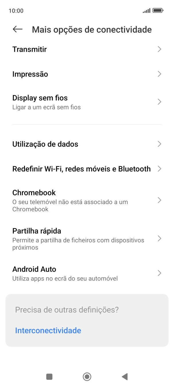 Prima Redefinir Wi-Fi, redes móveis e Bluetooth.