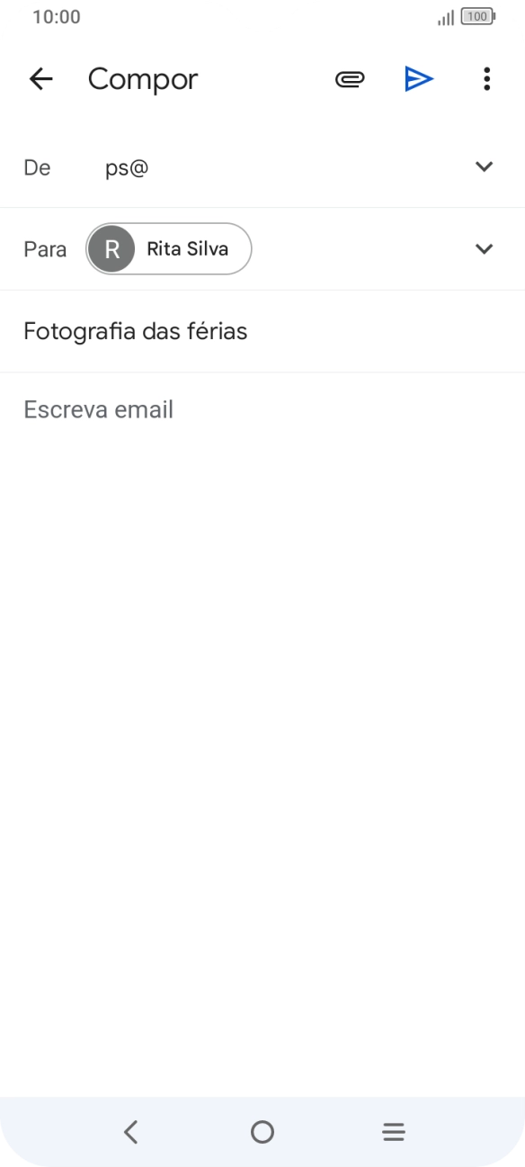 Prima o campo de escrita e escreva o texto do e-mail.
