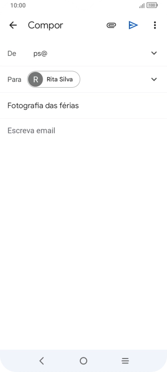 Prima o campo de escrita e escreva o texto do e-mail.