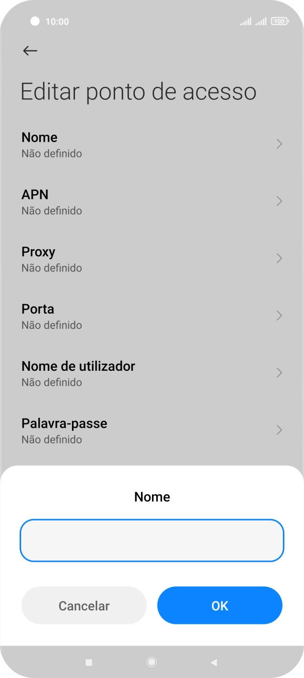 Introduza Vodafone Internet e prima OK.