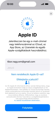 Kattints a „Jelszó” melletti mezőre, és írd be az Apple ID-d jelszavát.