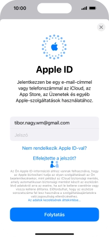 Kattints a „Jelszó” melletti mezőre, és írd be az Apple ID-d jelszavát.