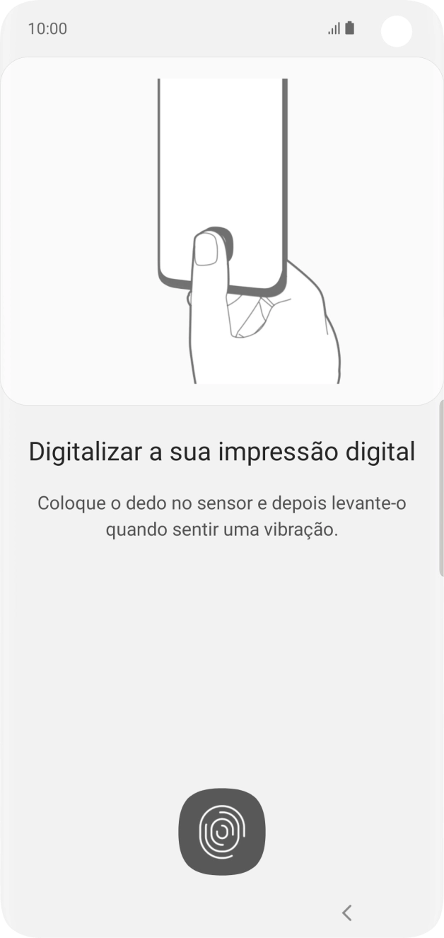 Siga as instruções no ecrã para definir uma impressão digital como código de bloqueio do telefone.