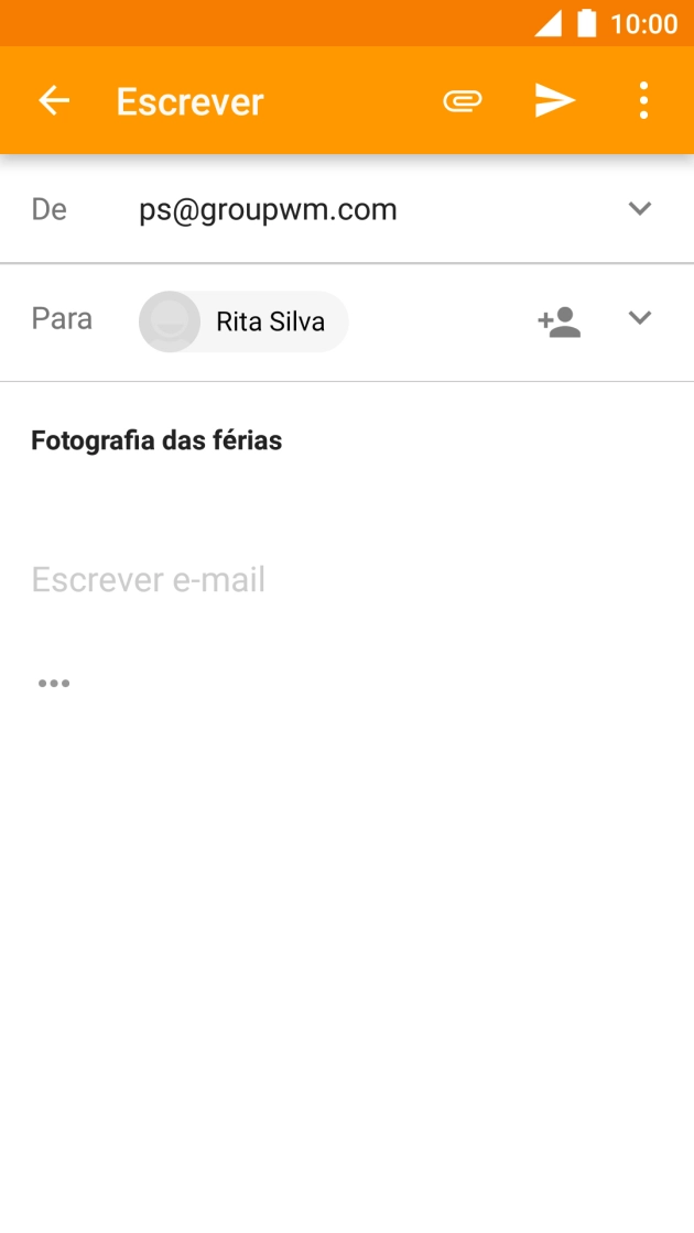 Prima o campo de escrita e escreva o texto do e-mail.