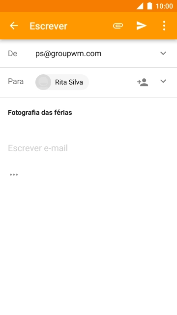 Prima o campo de escrita e escreva o texto do e-mail.