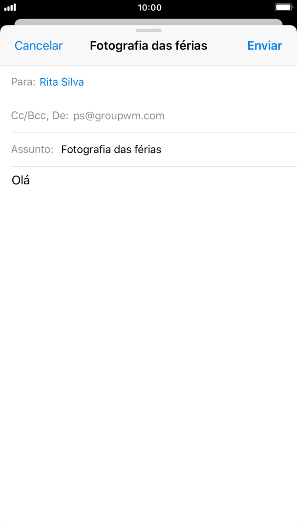 Mantenha premido o campo de escrita até aparecer um menu no ecrã.