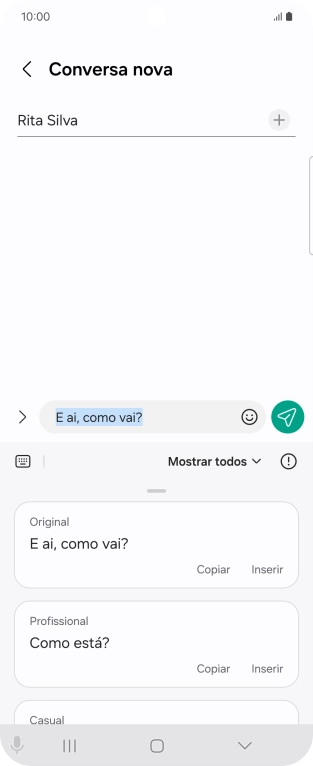 Prima a lista suspensa.