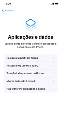 É possível transferir conteúdo de um telefone Android quando o telefone for ativado antes da primeira utilização e quando o telefone tiver sido reiniciado. Quando esta imagem for mostrada no ecrã, o telefone está pronto para transferir conteúdo de um telefone Android.