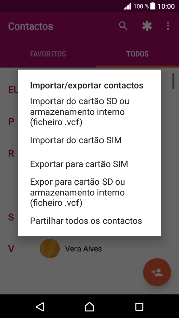 Prima Importar do cartão SIM.