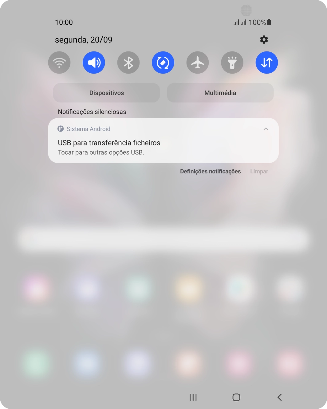 Prima Tocar para outras opções USB..