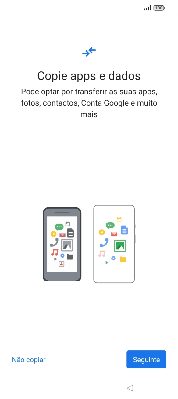Prima Não copiar e siga as indicações no ecrã para terminar a ativação.
