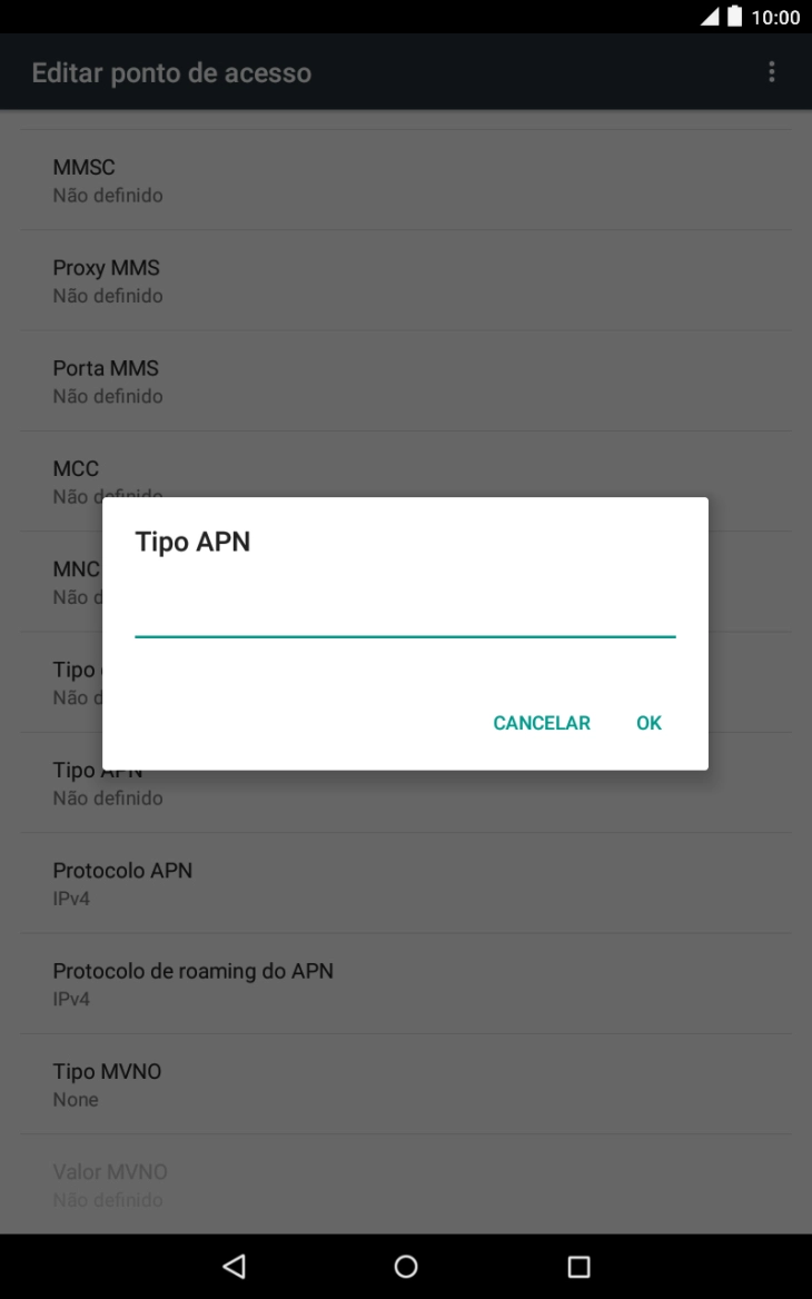 Introduza default e prima OK.