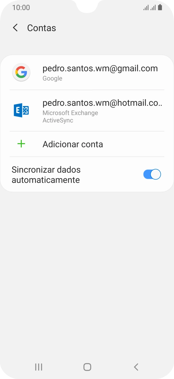 Se o ecrã mostrar esta imagem, a sua conta foi identificada e configurada automaticamente. Siga as indicações no ecrã para introduzir informações adicionais e concluir a configuração.