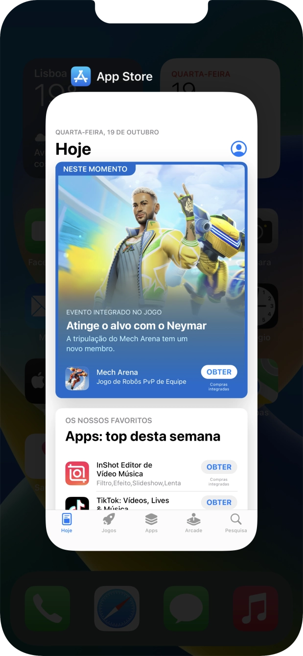 Deslize o dedo para cima sobre a aplicação pretendida para a terminar.