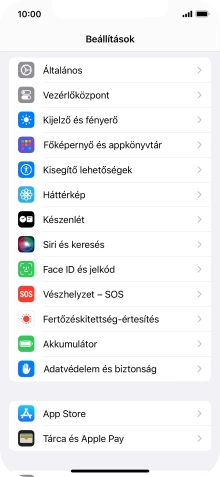 Válaszd a Face ID és jelkód lehetőséget.
