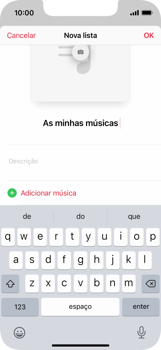 Prima Adicionar música.