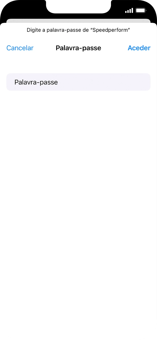 Introduza a password da rede Wi-Fi e prima Aceder.