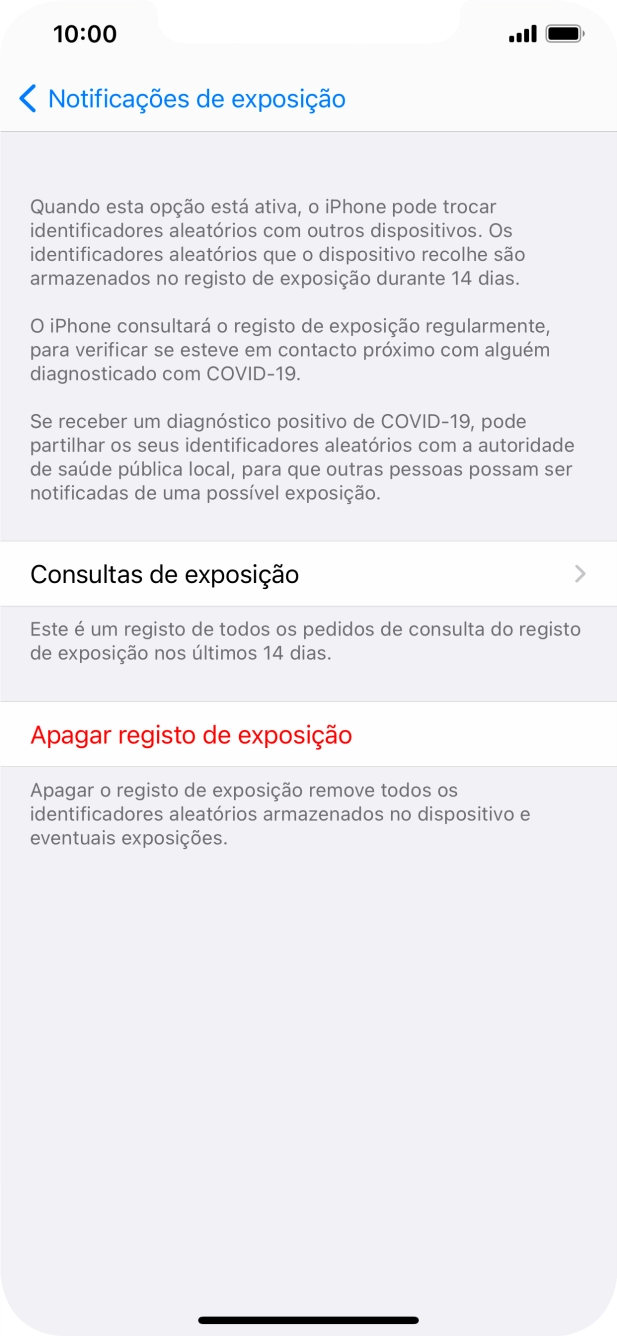 Prima Apagar registo de exposição.