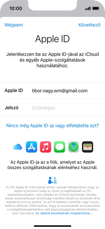 Kattints a „Jelszó” melletti mezőre, és írd be az Apple ID-d jelszavát.