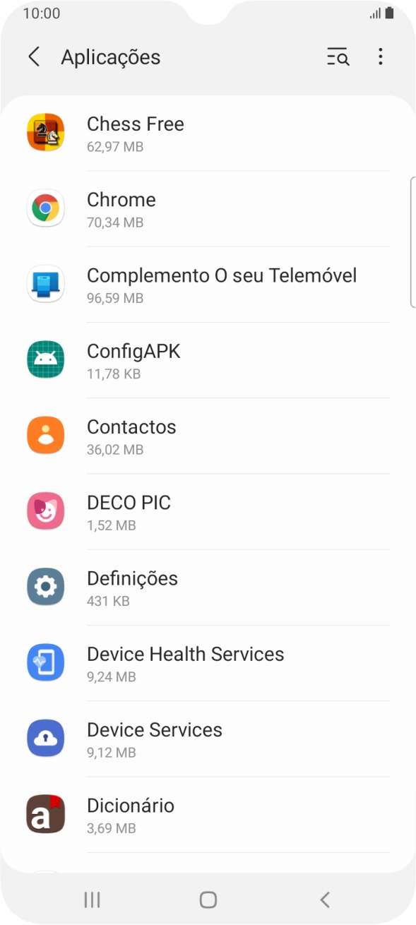 Prima a app pretendida.