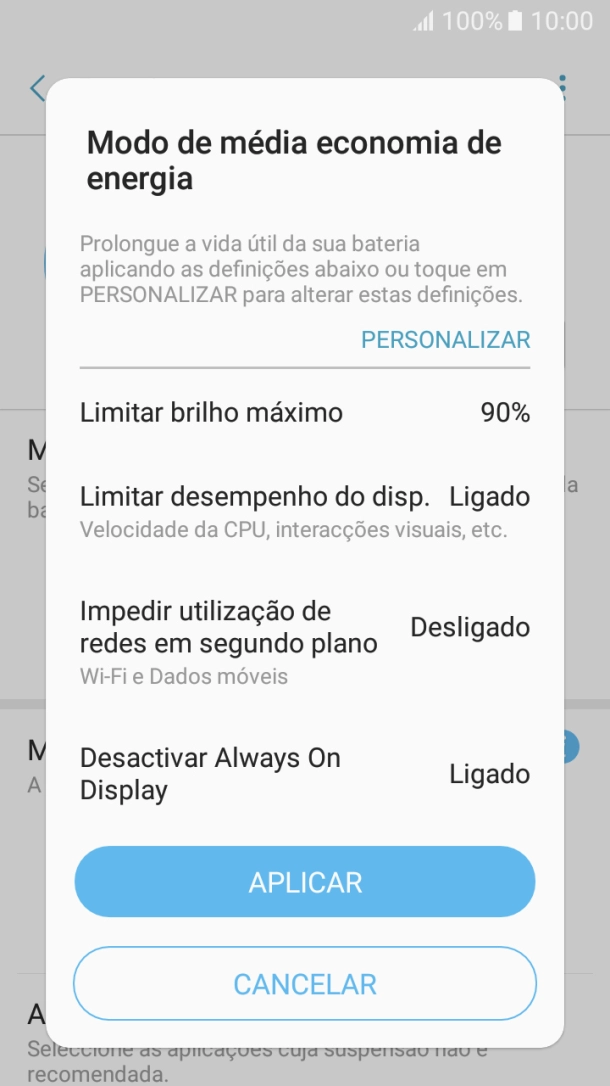 Prima APLICAR para ativar a função.