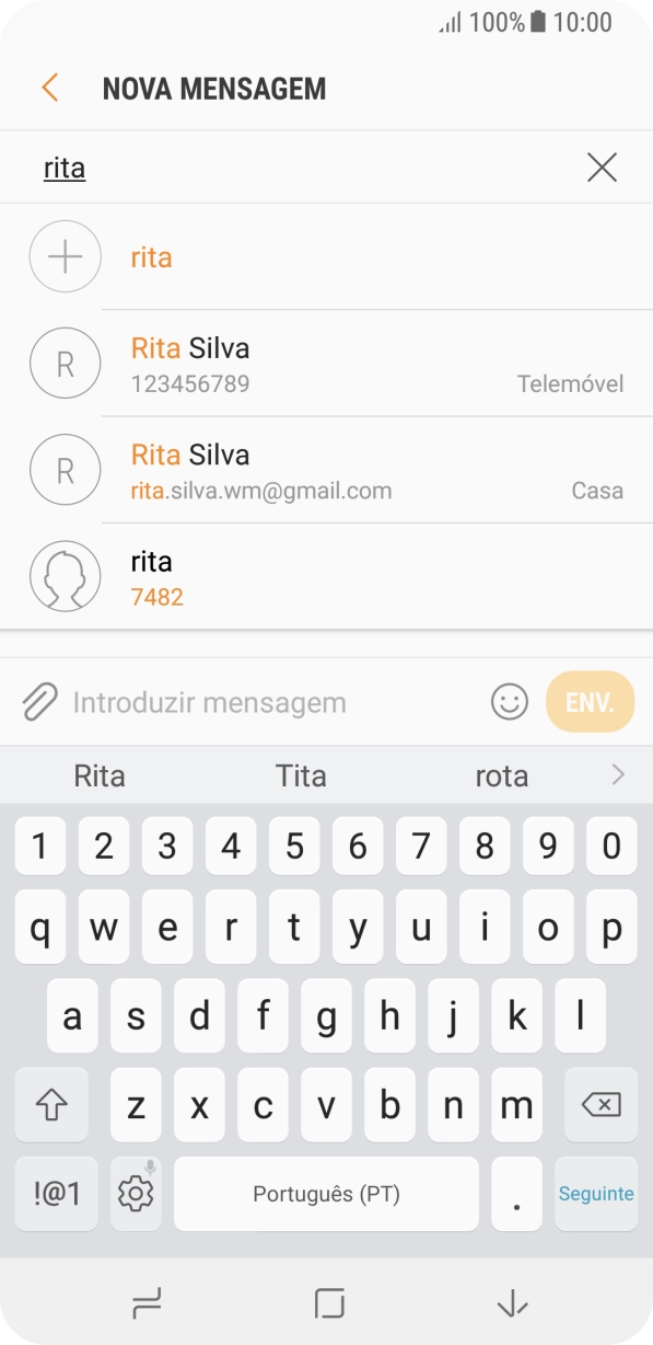 Prima o contacto pretendido.
