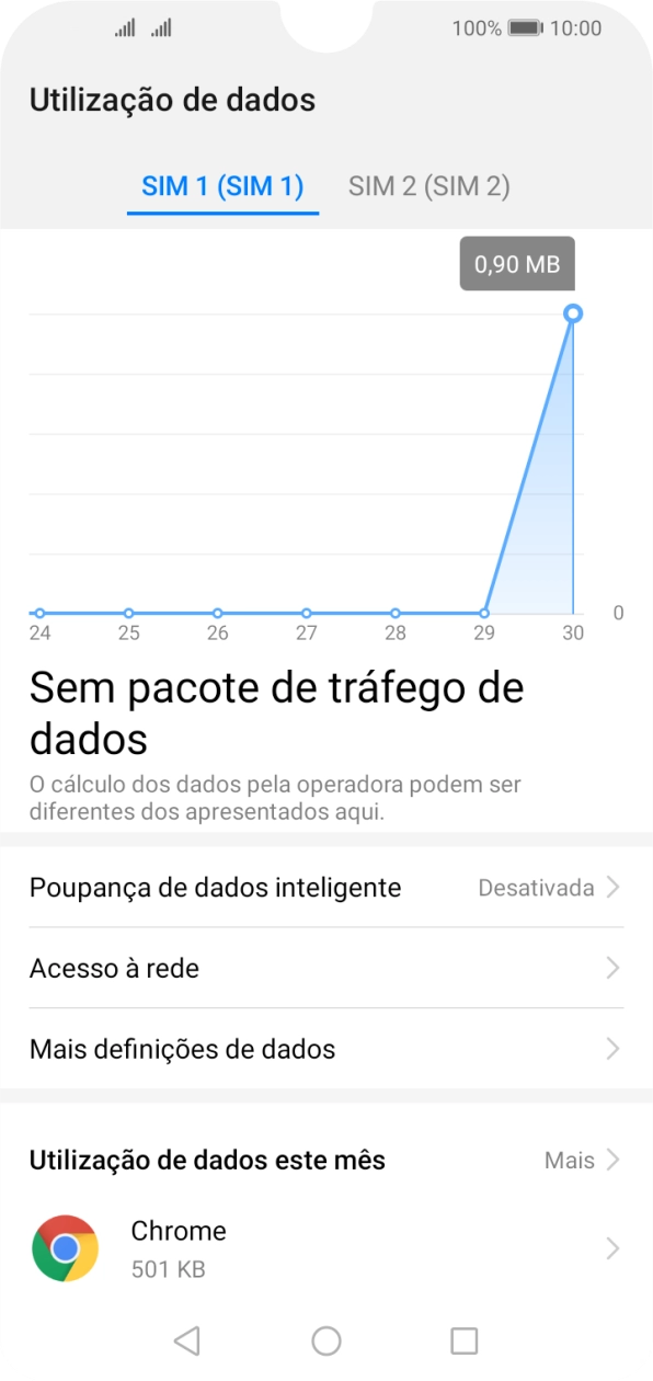 Prima o cartão SIM pretendido.