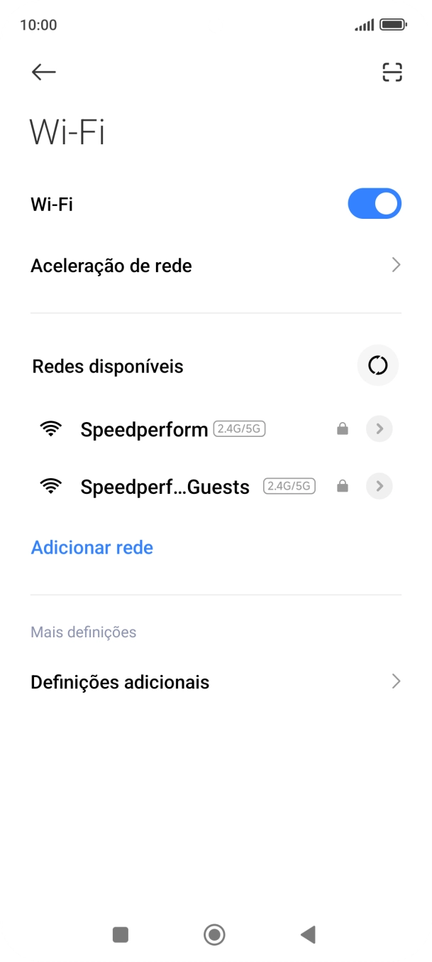 Prima a rede pretendida.
