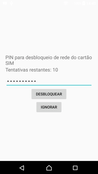 Introduza o código de desbloqueio e prima DESBLOQUEAR.