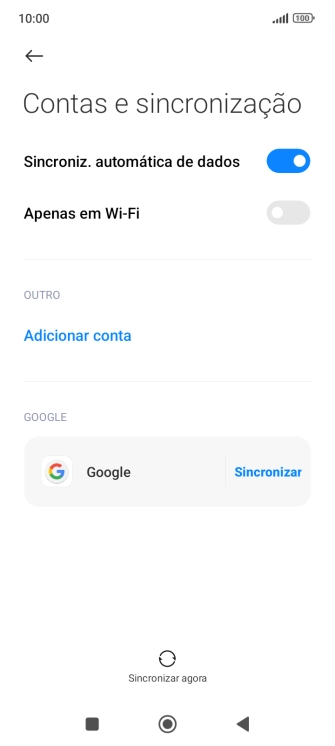 Prima Adicionar conta.