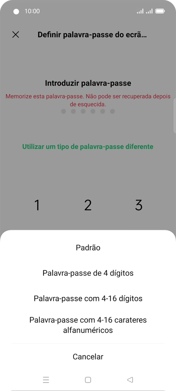 Prima o código de bloqueio do telefone pretendido e siga as indicações no ecrã para estabelecer um código de bloqueio adicional.
