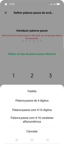 Prima o código de bloqueio do telefone pretendido e siga as indicações no ecrã para estabelecer um código de bloqueio adicional.
