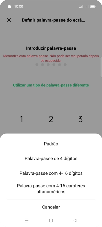 Prima o código de bloqueio do telefone pretendido e siga as indicações no ecrã para estabelecer um código de bloqueio adicional.