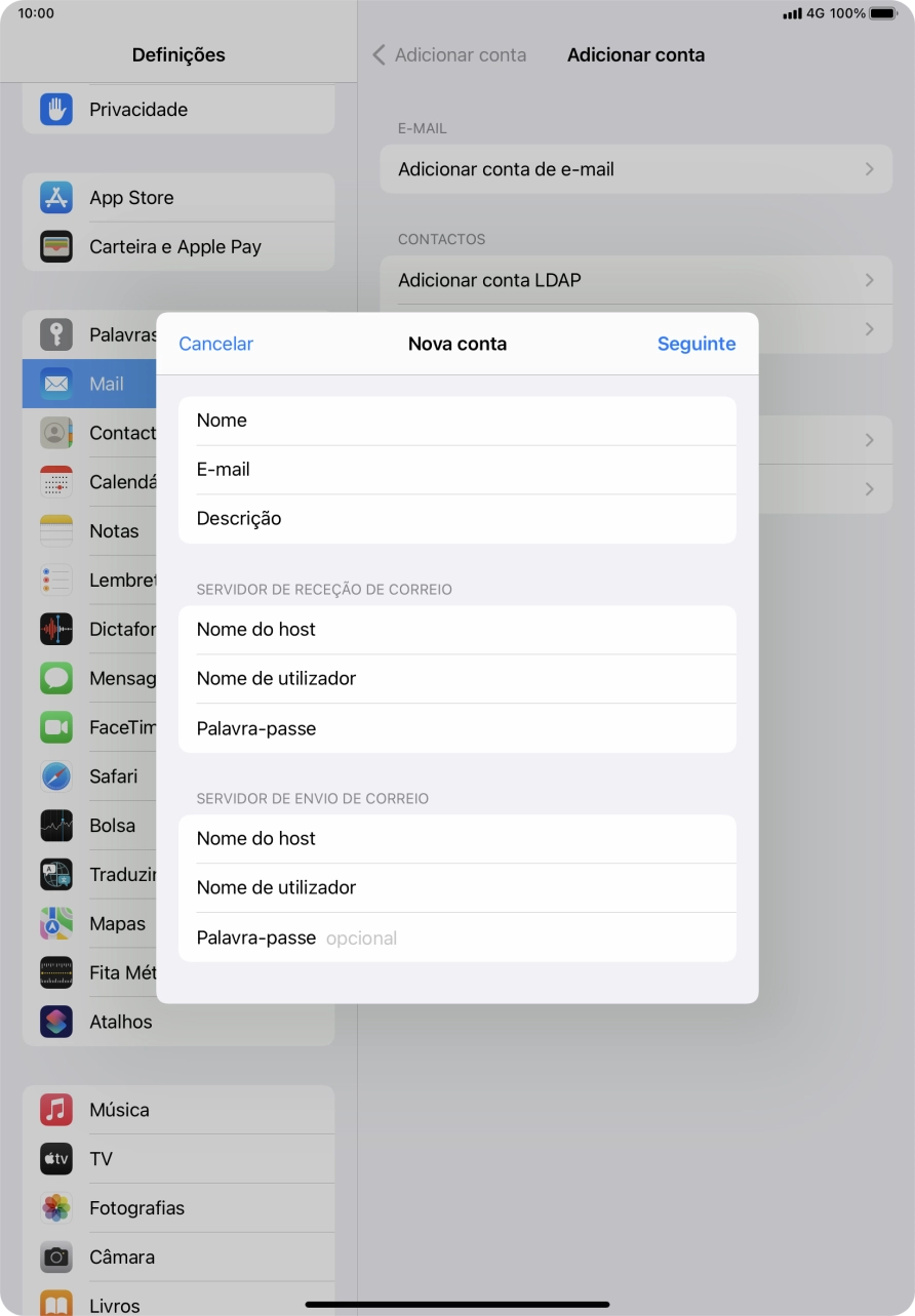 Prima Palavra-passe e introduza a password da sua conta de e-mail.