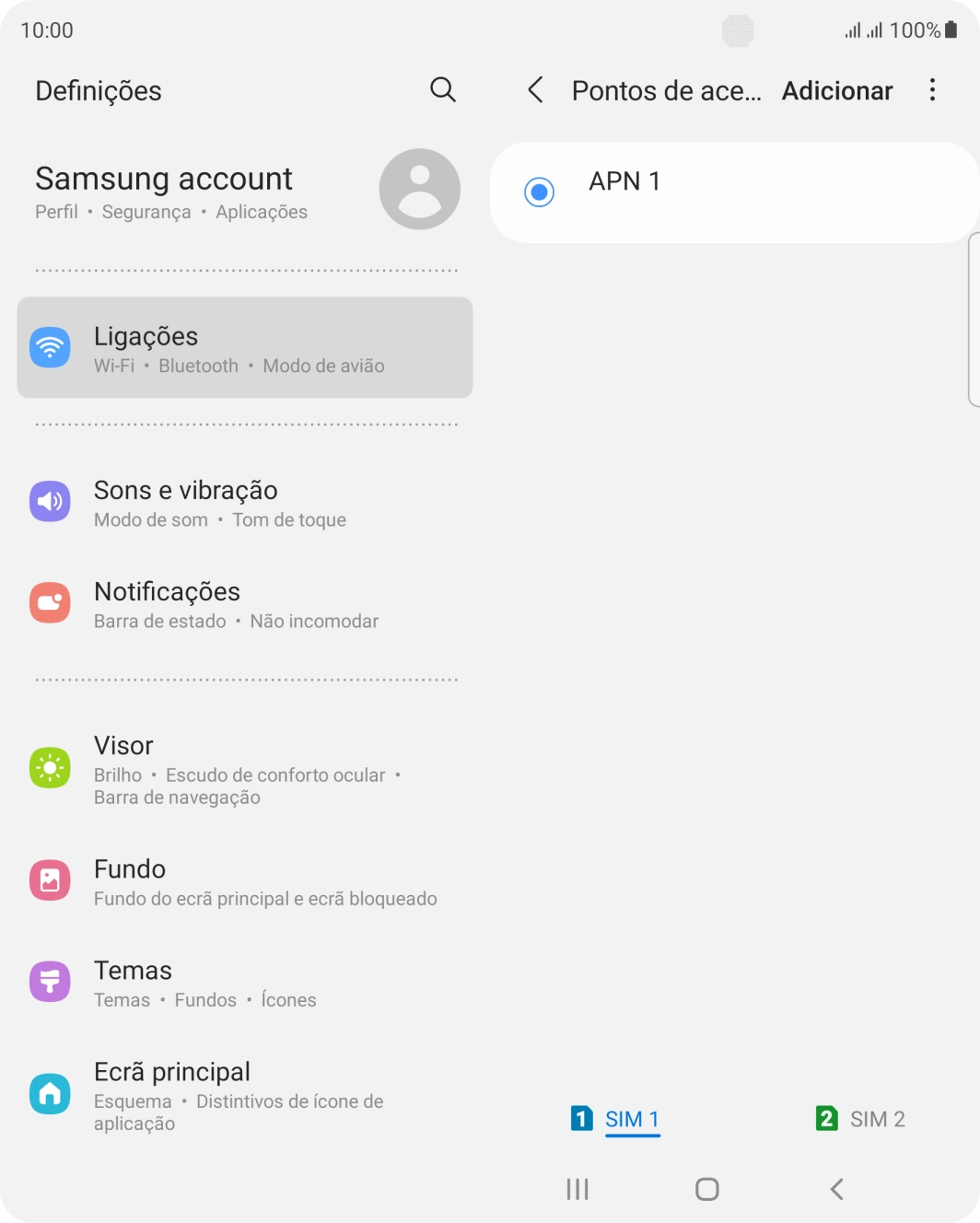 Prima o cartão SIM pretendido.