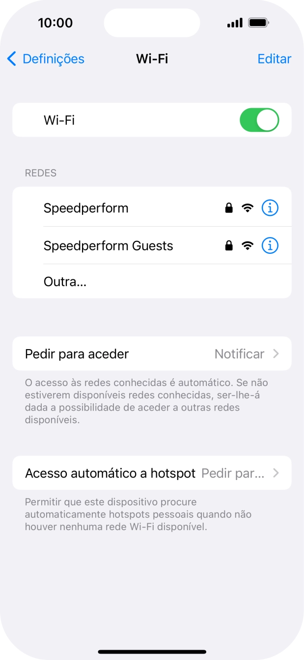 Prima a rede Wi-Fi pretendida e introduza a password da rede Wi-Fi.