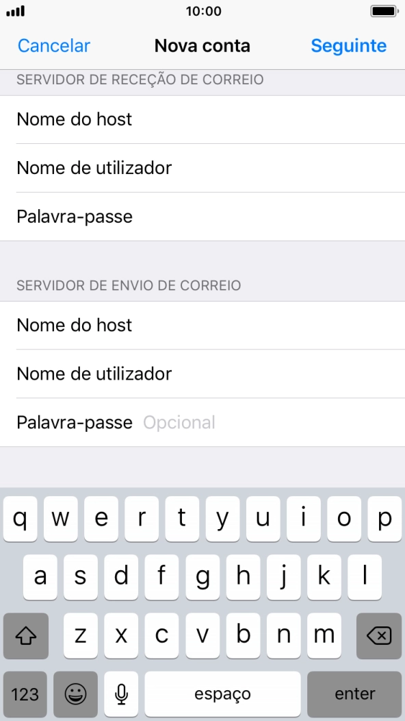 Prima Palavra-passe e introduza a password da sua conta de e-mail na Vodafone.