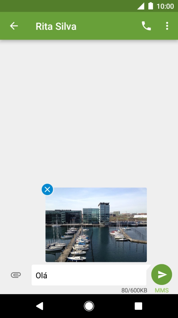 Prima o ícone para enviar quando terminar de escrever a sua mensagem multimédia.