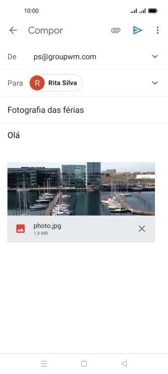 Prima o ícone para enviar quando terminar de escrever o seu e-mail.