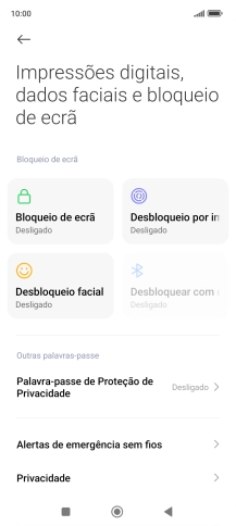 Prima Desbloqueio por impressão digital.
