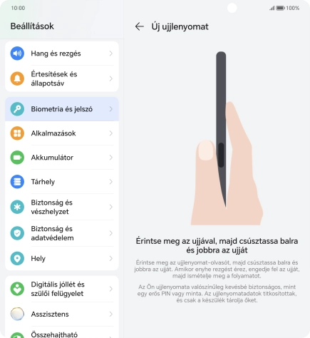 Kövesd a kijelzőn megjelenő utasításokat képernyőzár létrehozásához ujjlenyomattal.