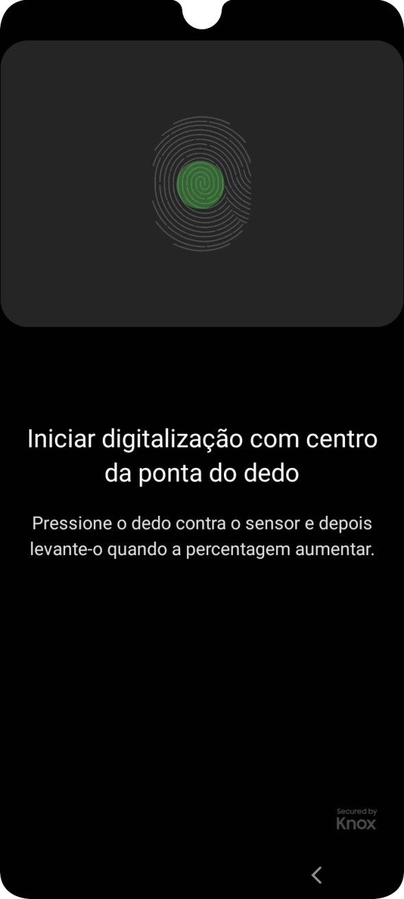 Siga as indicações no ecrã para definir a impressão digital como código de bloqueio.