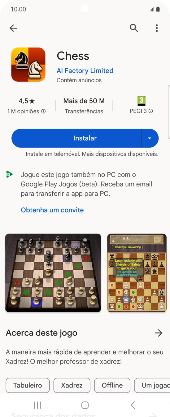 Prima Instalar e siga as indicações no ecrã para instalar a app.