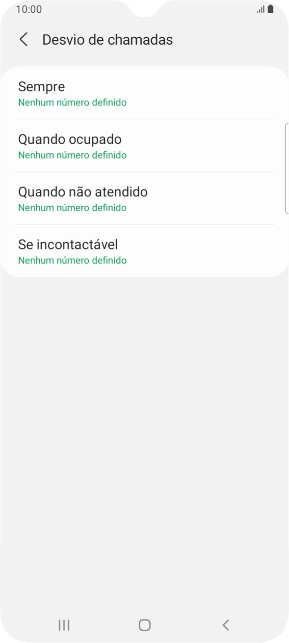 Prima o tipo de desvio pretendido.