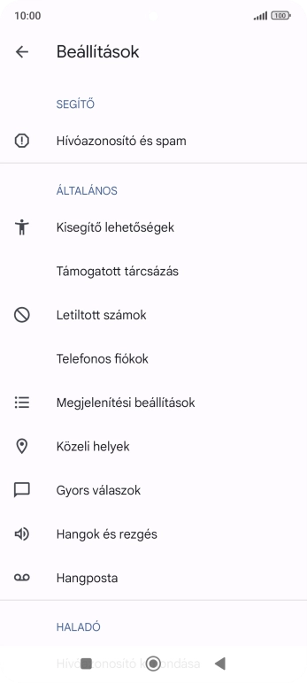 Válaszd a Telefonos fiókok lehetőséget.