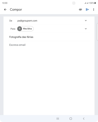Prima o campo de escrita e escreva o texto do e-mail.