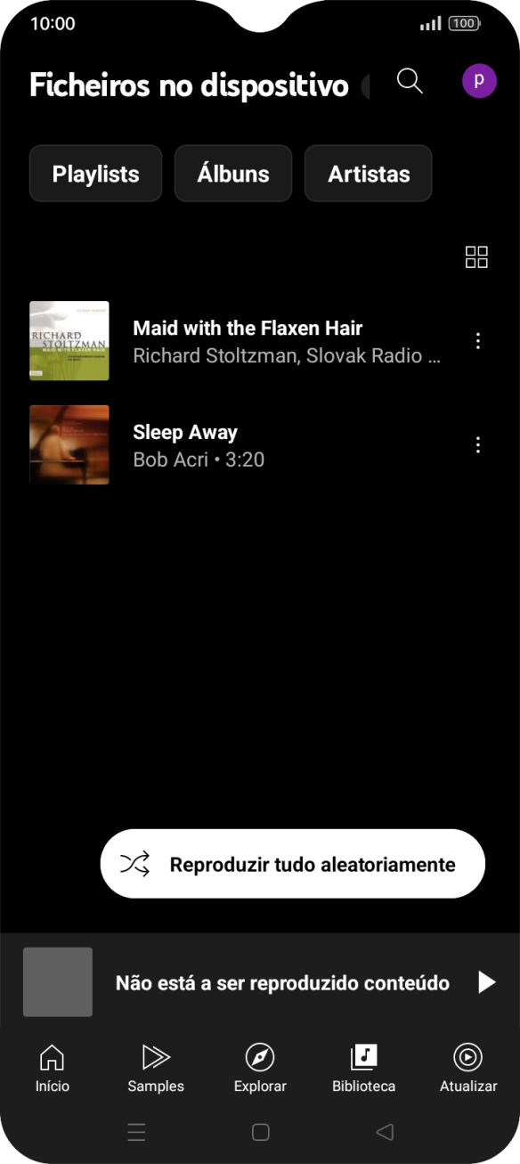 Prima o ficheiro de música pretendido.