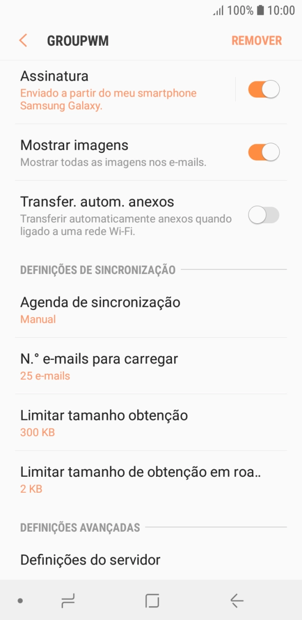 Prima Agenda de sincronização.