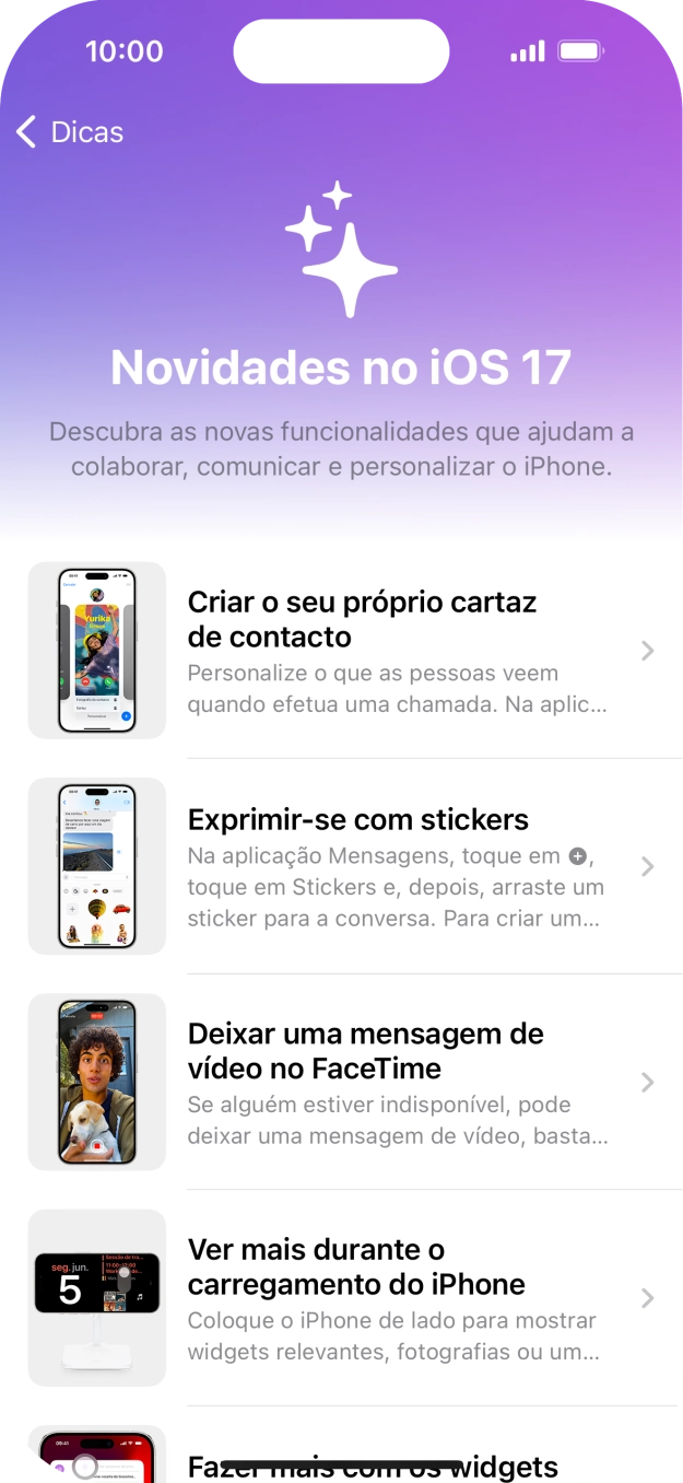 Para voltar ao ecrã inicial, deslize o dedo de baixo para cima a partir da base do ecrã.